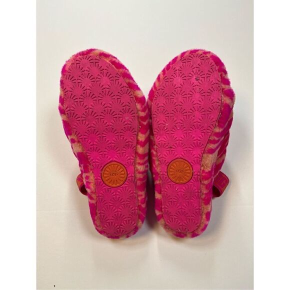 UGG Fluff Yeah Slide Zebra Rock Rose Pink Slingback Slipper Sandal Size US 6 EUC - Picture 8 of 12